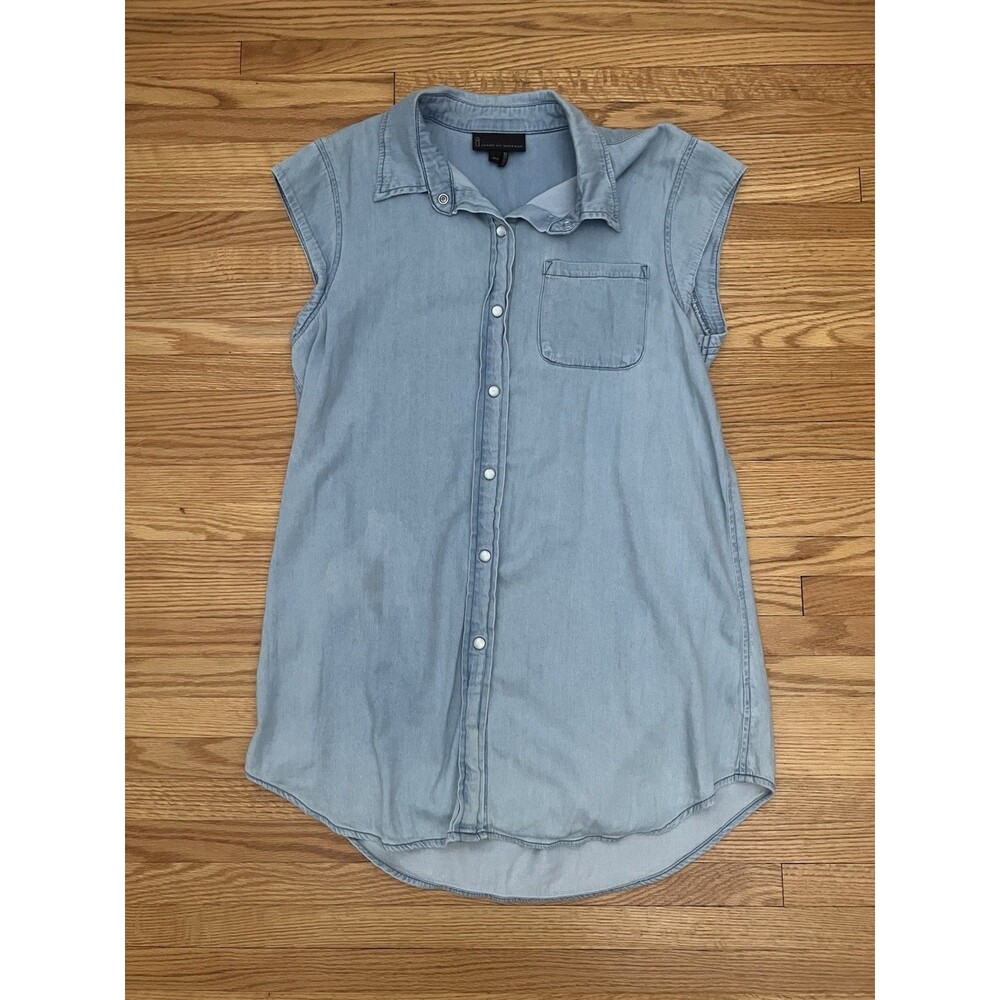 I Jeans By Buffalo Short Sleeve Chambray Pearl Snaps Womens Size M Cowboy Core